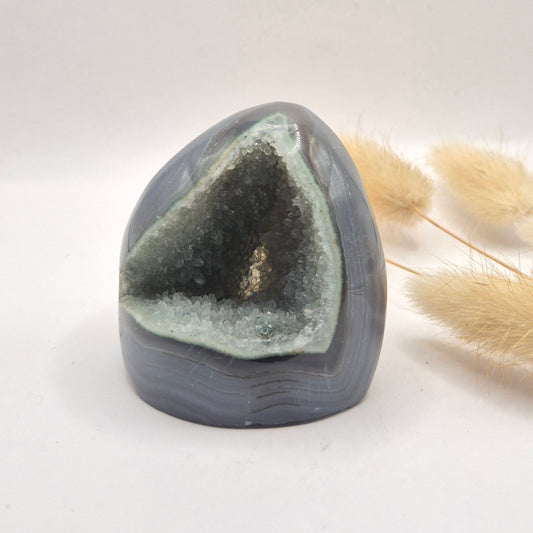 Druzy Grijze Agaat Freeform / Staande Edelsteen Kristal - #59 163g