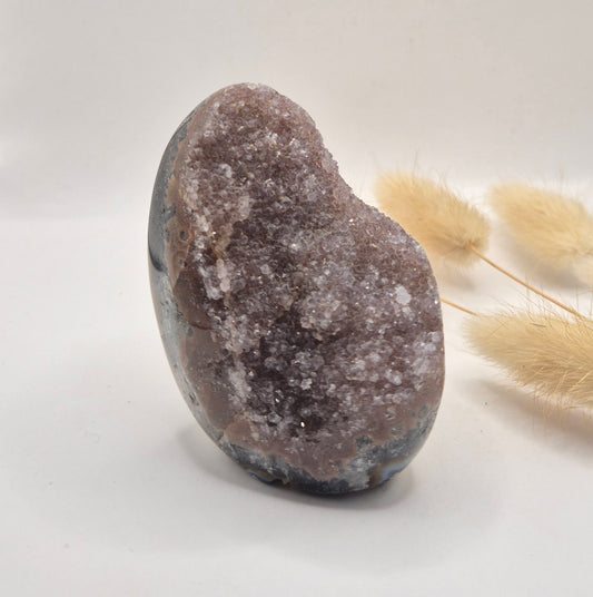 Druzy Grijze Agaat Freeform / Staande Edelsteen Kristal - #60 195g