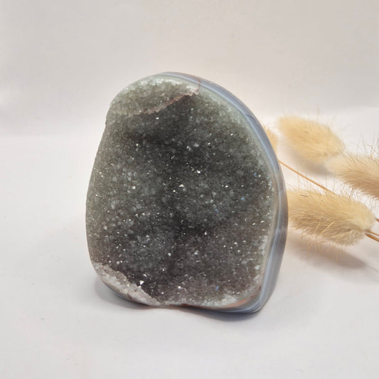 Druzy Grijze Agaat Freeform / Staande Edelsteen Kristal - #61 313g
