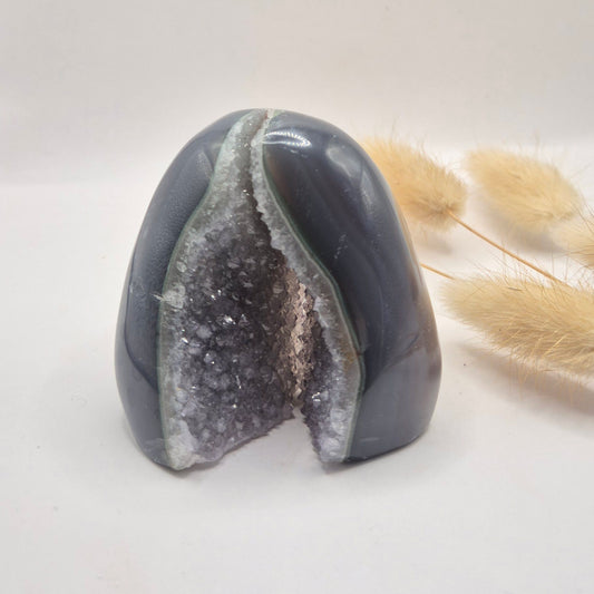 Druzy Grijze Agaat Freeform / Staande Edelsteen Kristal - #62 180g