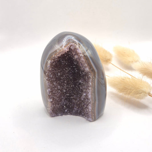 Druzy Grijze Agaat Freeform / Staande Edelsteen Kristal - #63 169g