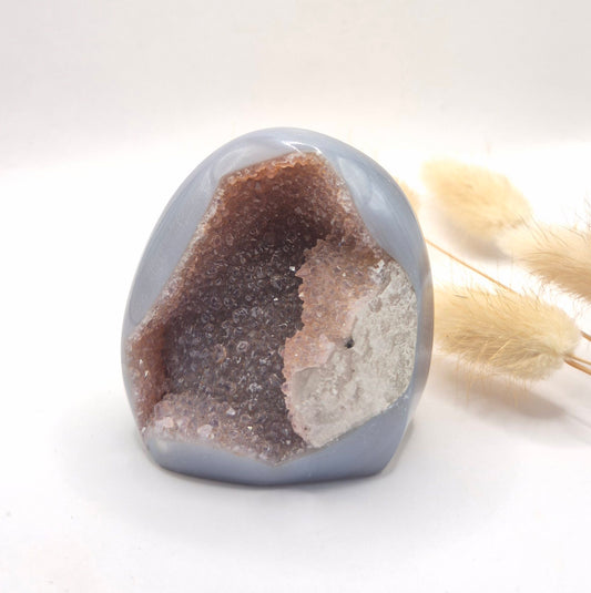 Druzy Grijze Agaat Freeform / Staande Edelsteen Kristal - #64 214g