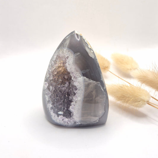 Druzy Grijze Agaat Freeform / Staande Edelsteen Kristal - #65 211g