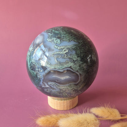 Kristallen Edelsteen Bol Mosagaat Druzy Geode sphere 120mm 1949g