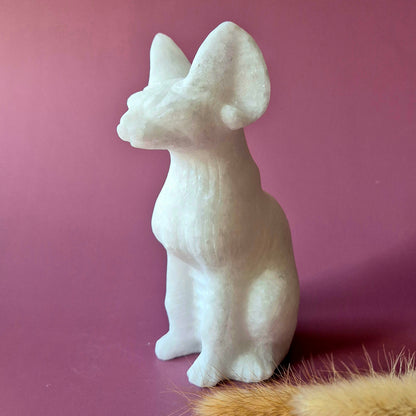 XL Edelstein-Katzenstatue aus Ozeanjaspis 16-18 cm – handgeschnitzt | Einzigartiges Dekorationsstück