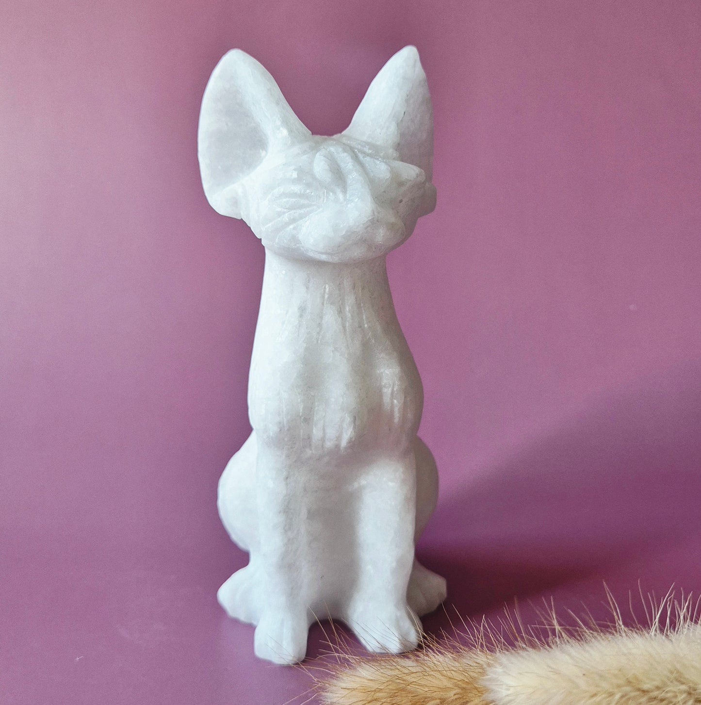 XL Edelstein-Katzenstatue aus Ozeanjaspis 16-18 cm – handgeschnitzt | Einzigartiges Dekorationsstück
