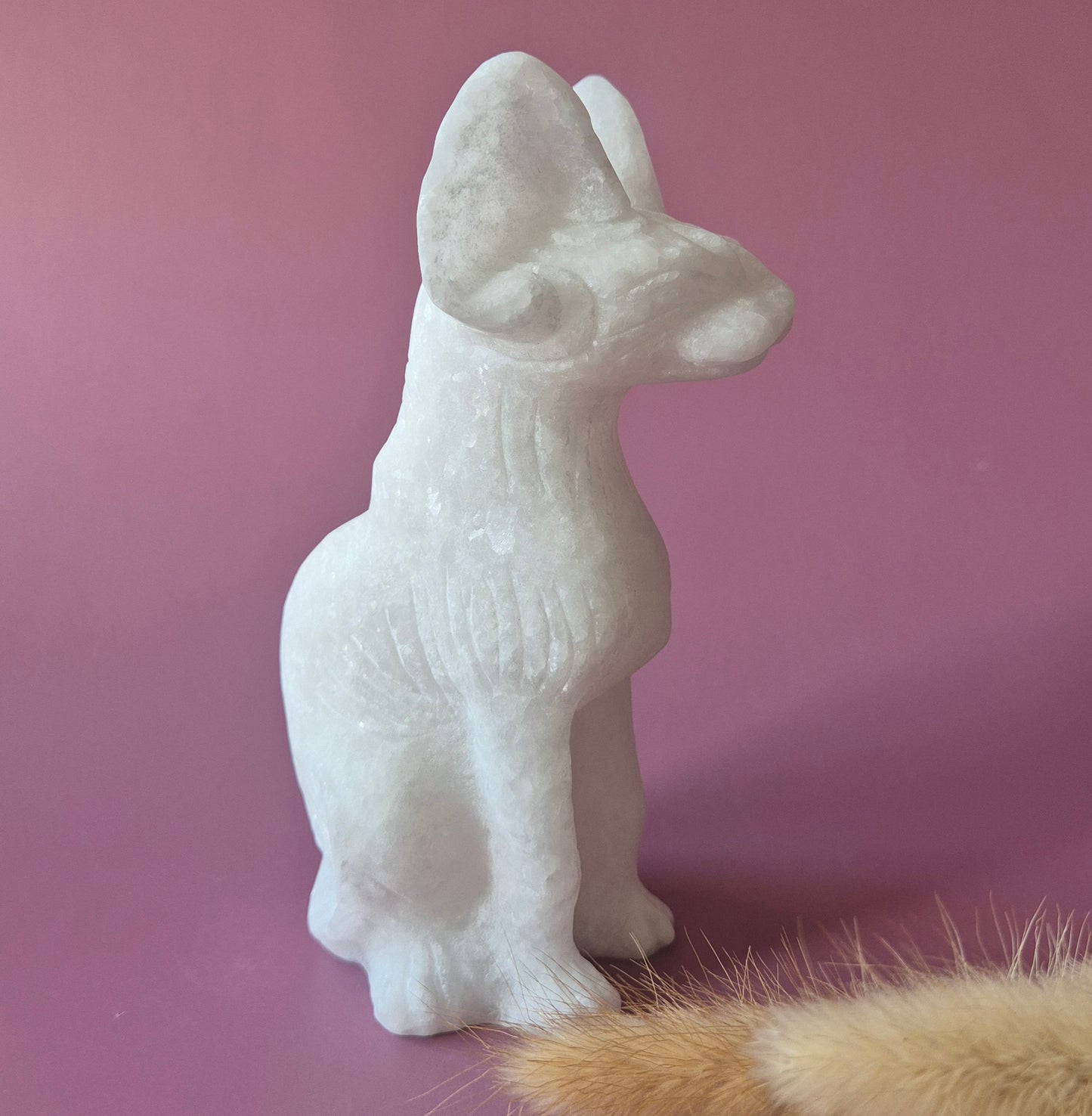 XL Edelstein-Katzenstatue aus Ozeanjaspis 16-18 cm – handgeschnitzt | Einzigartiges Dekorationsstück