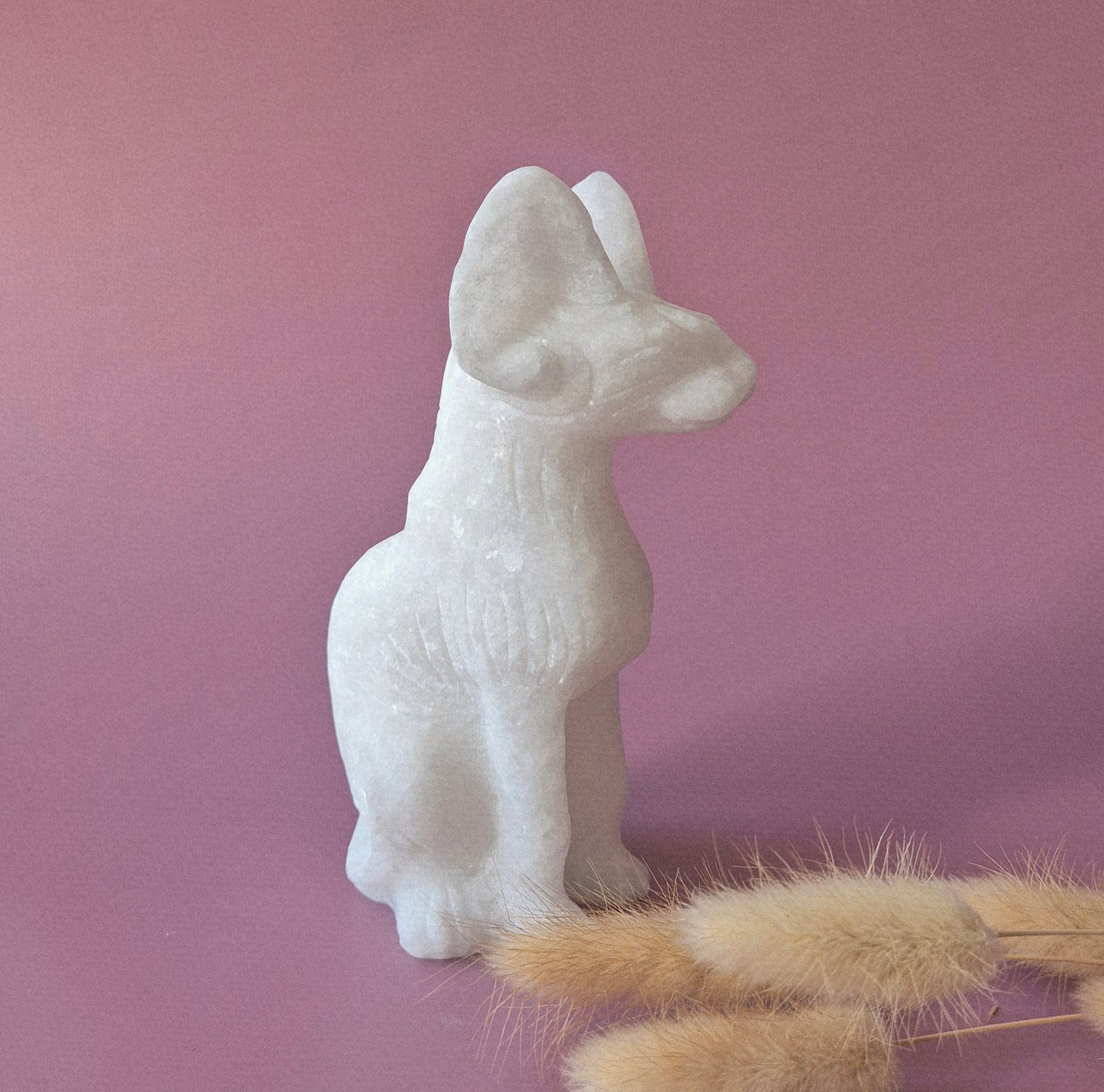 XL Edelstein-Katzenstatue aus Ozeanjaspis 16-18 cm – handgeschnitzt | Einzigartiges Dekorationsstück