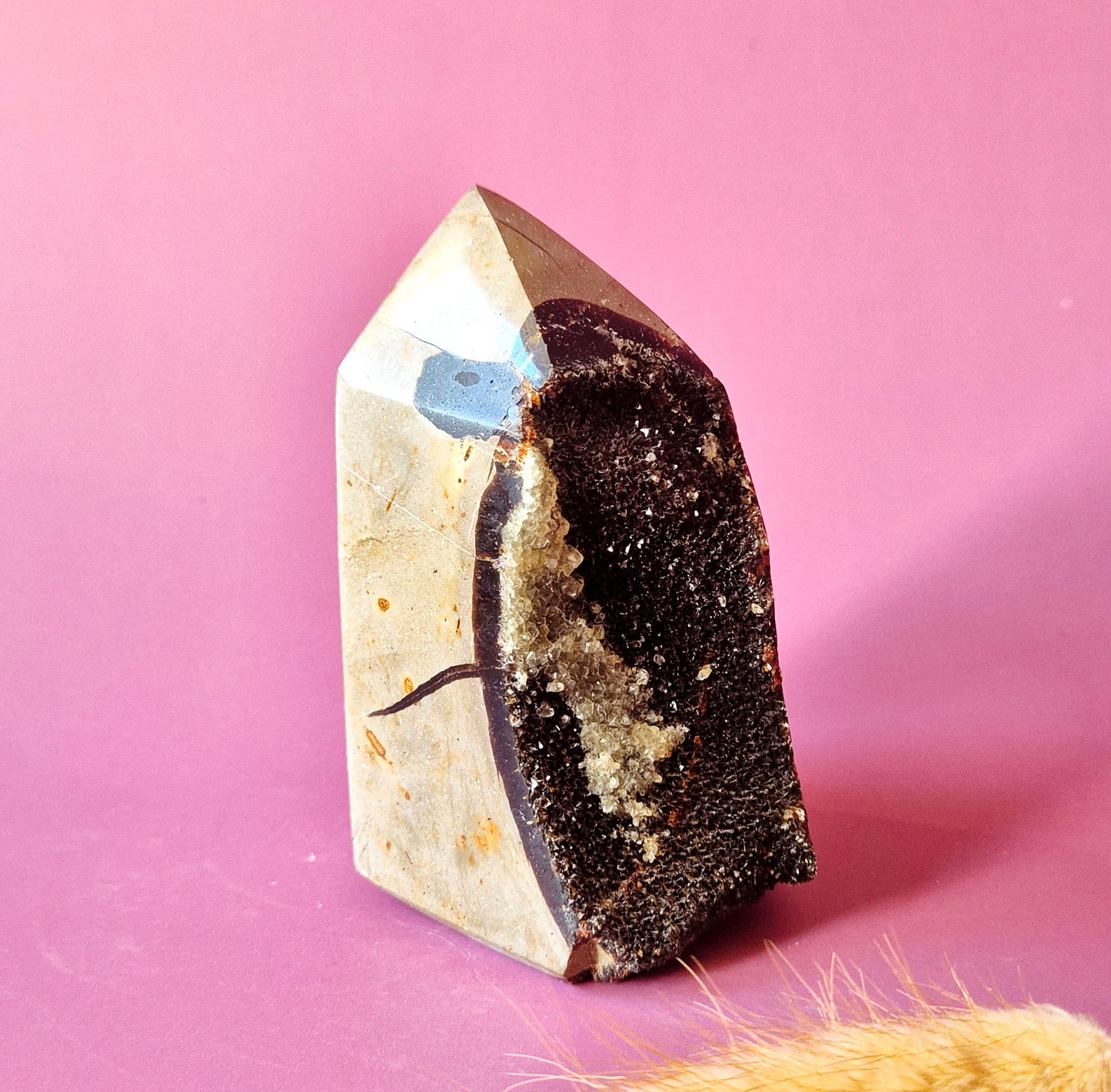 Druzy Septarian Toren – 455g Kracht & Spirituele Rust Drakensteen Septarie obelisk statement piece