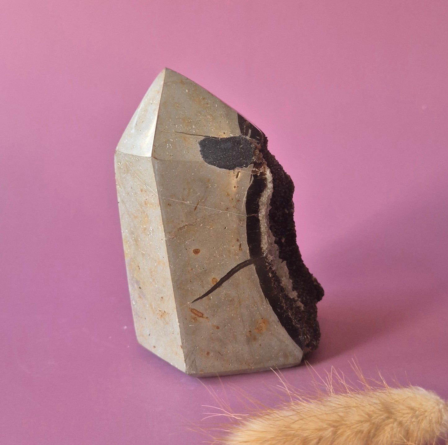 Druzy Septarian Toren – 455g Kracht & Spirituele Rust Drakensteen Septarie obelisk statement piece