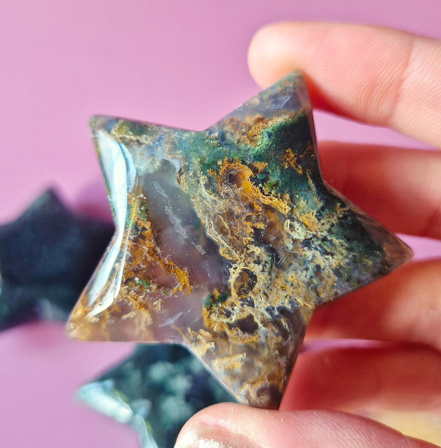 Edelsteen Mosagaat Ster Zaksteen 45-50 mm – Knuffelsteen Cadeau Idee