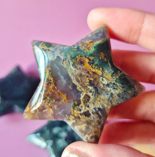 Edelsteen Mosagaat Ster Zaksteen 45-50 mm – Knuffelsteen Cadeau Idee