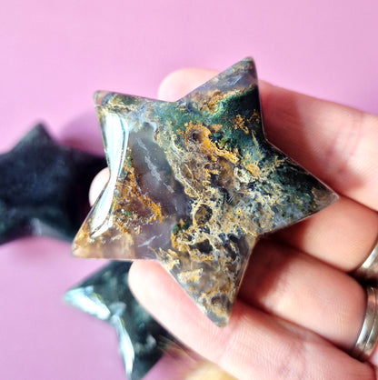 Edelsteen Mosagaat Ster Zaksteen 45-50 mm – Knuffelsteen Cadeau Idee