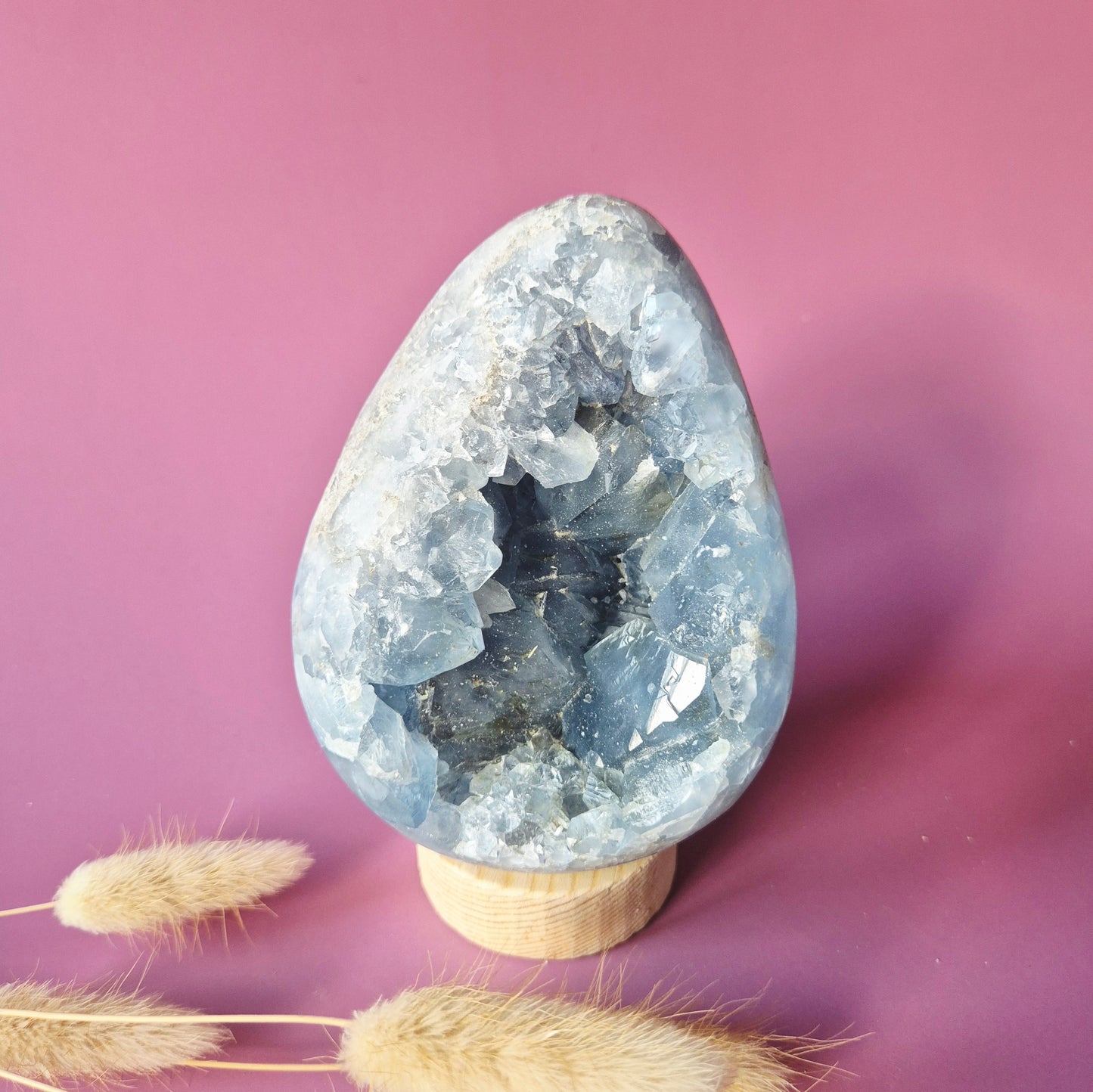 XL Celestite Geode Ei – 1200 gram | Hemelsblauw rustpunt met engelenenergie (Celestien)