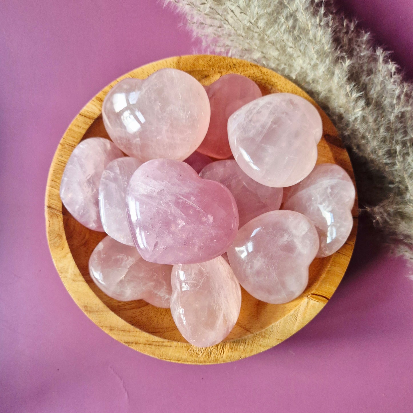 Rozenkwarts hart – handgeslepen (5–7 cm) - Valentijn