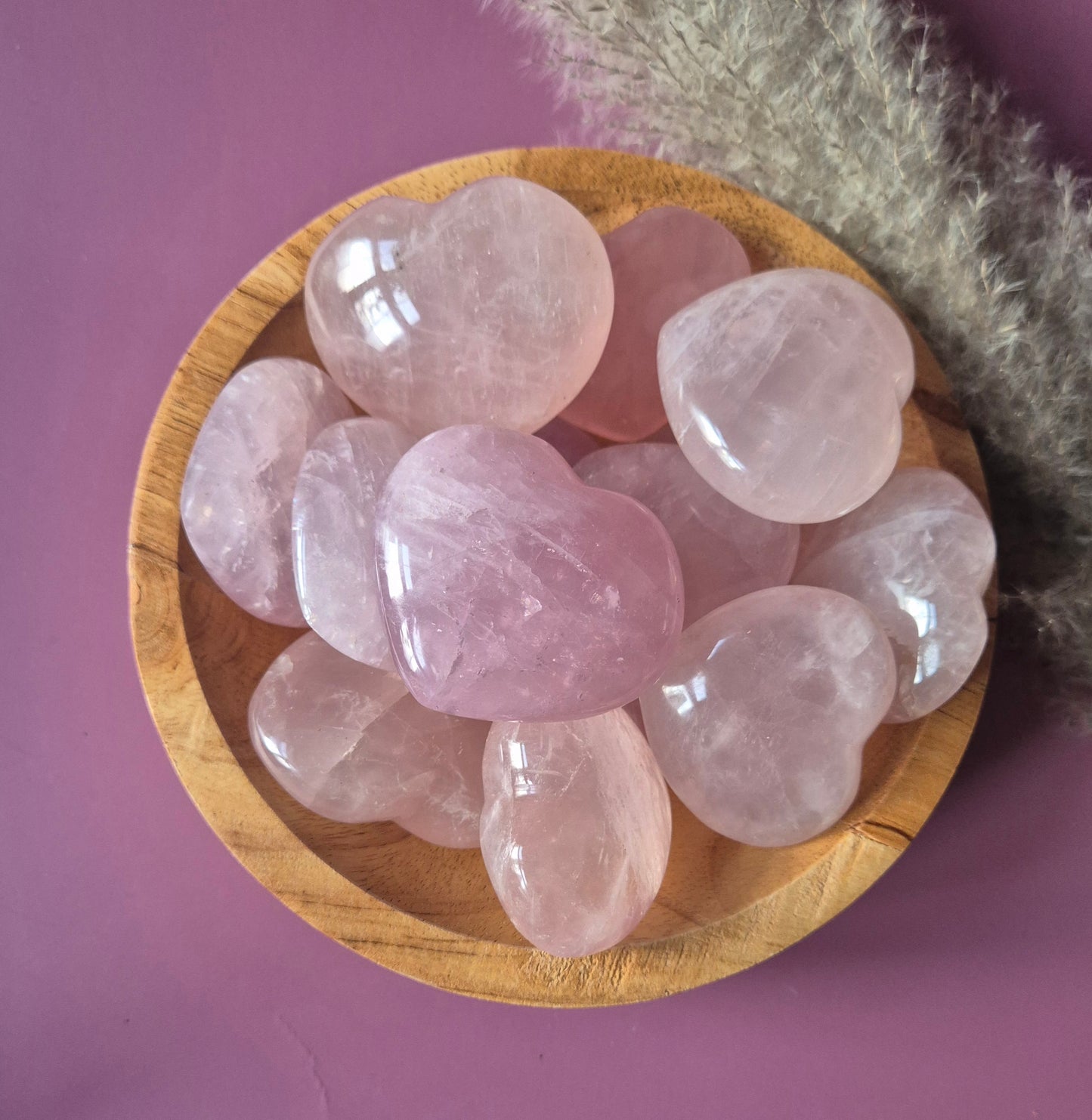 Rozenkwarts hart – handgeslepen (5–7 cm) - Valentijn