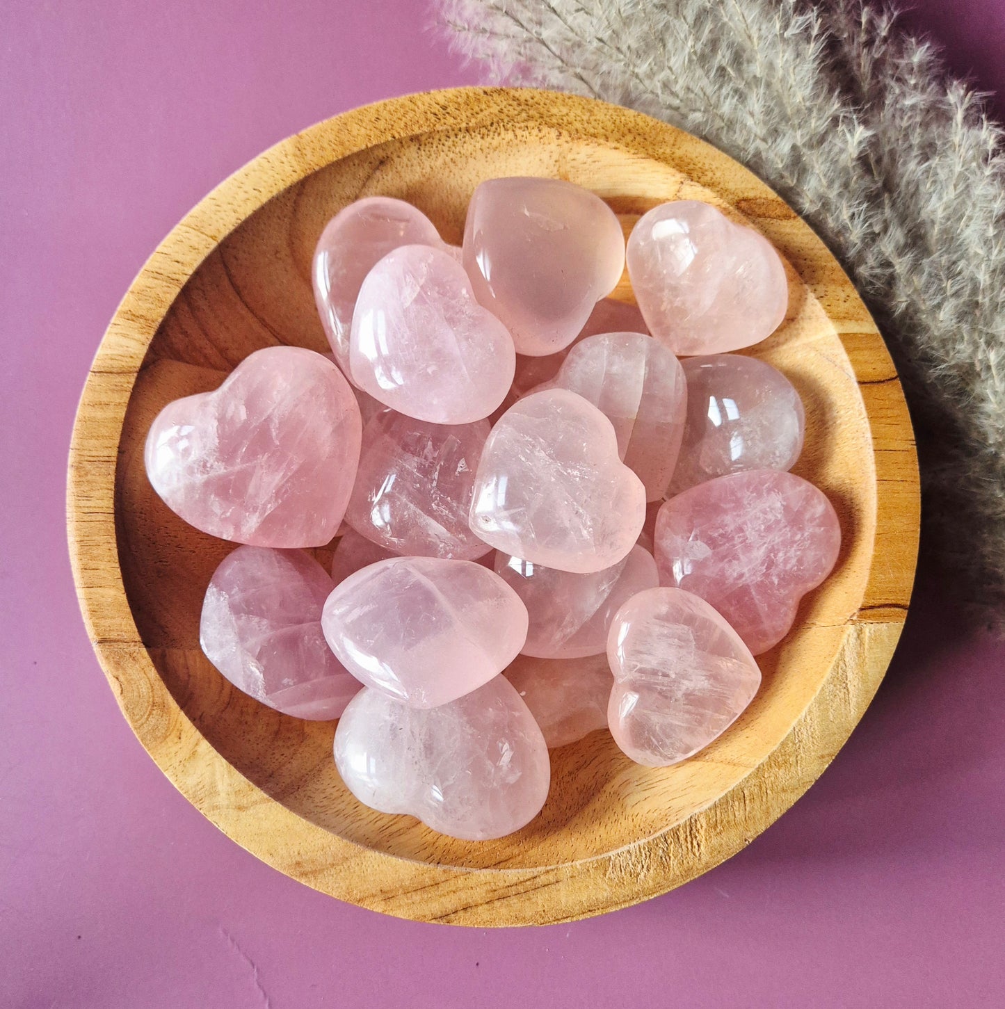 Rozenkwarts hart – handgeslepen (3-5 cm) - Valentijn