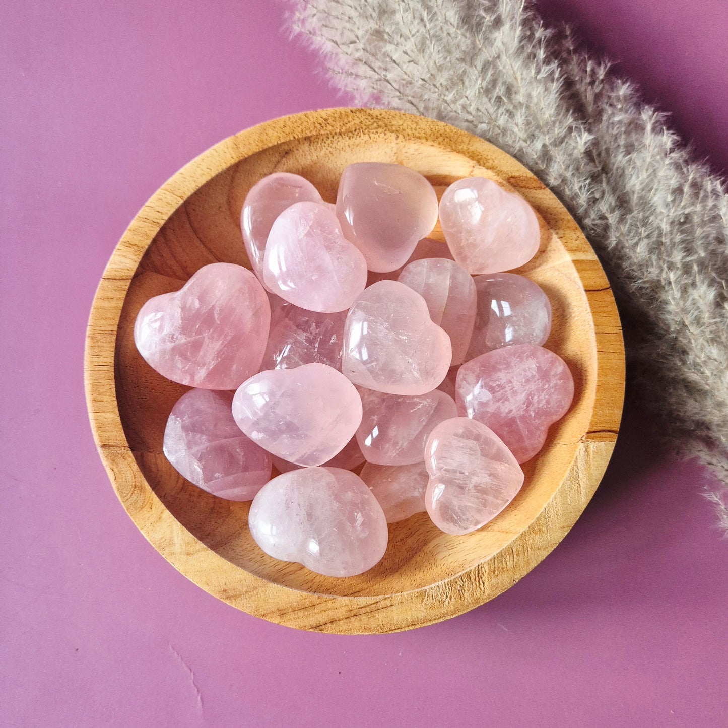 Rozenkwarts hart – handgeslepen (3-5 cm) - Valentijn