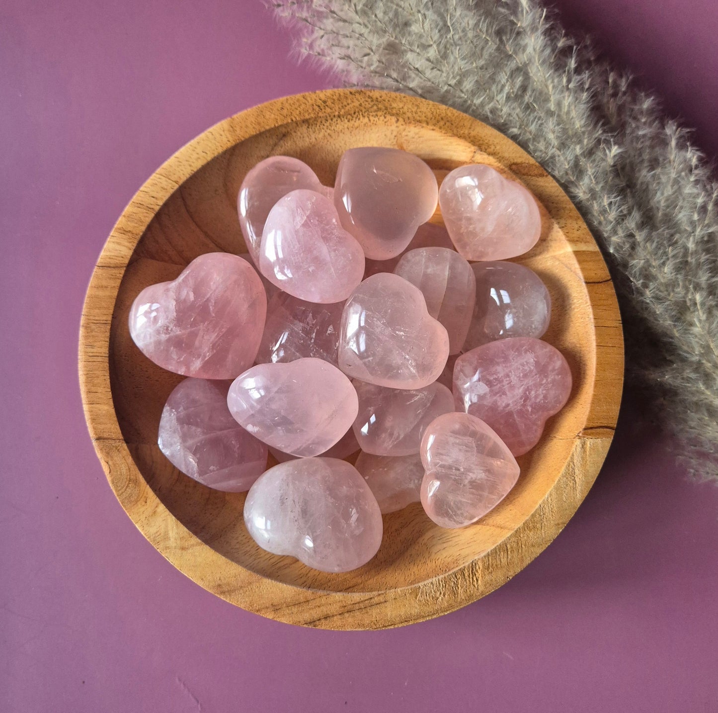 Rozenkwarts hart – handgeslepen (3-5 cm) - Valentijn