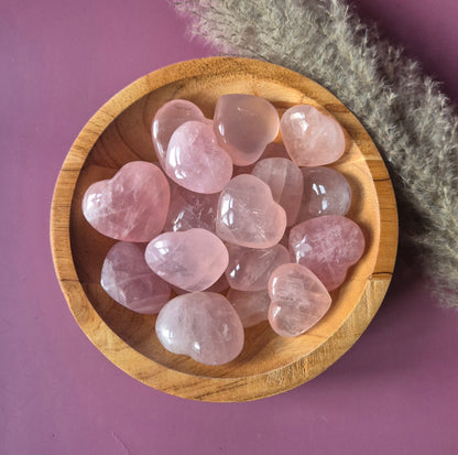 Rozenkwarts hart – handgeslepen (3-5 cm) - Valentijn