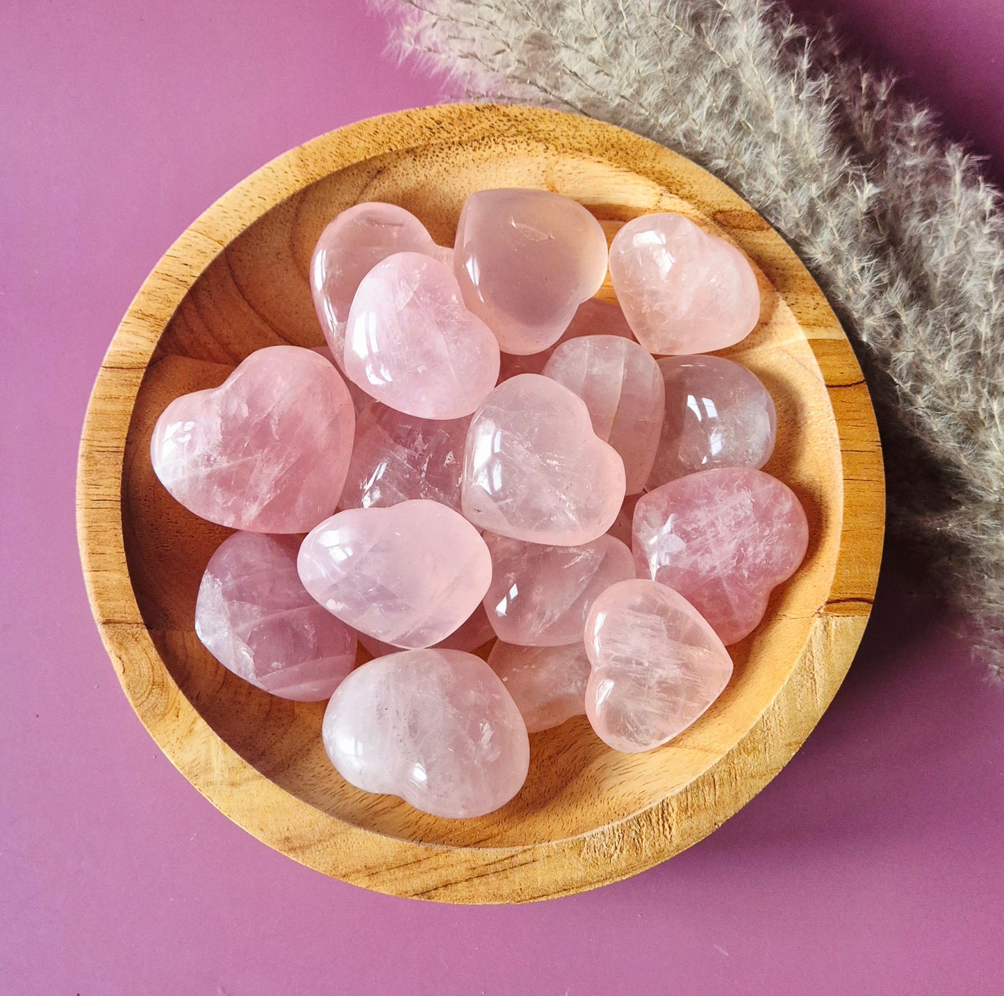 Rozenkwarts hart – handgeslepen (3-5 cm) - Valentijn