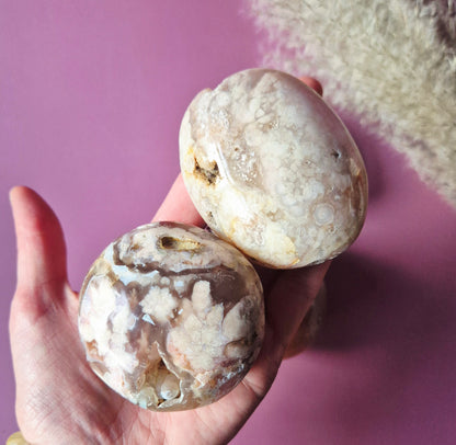 Cherry Blossom Agate Handsteen – ca. 6-8 cm - Palmsteen / Worrystone / Zorgensteen