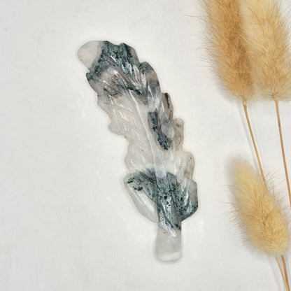 Edelstein Druzy Moosachat Herz auf Metallständer – Nr. 93 230 Gramm