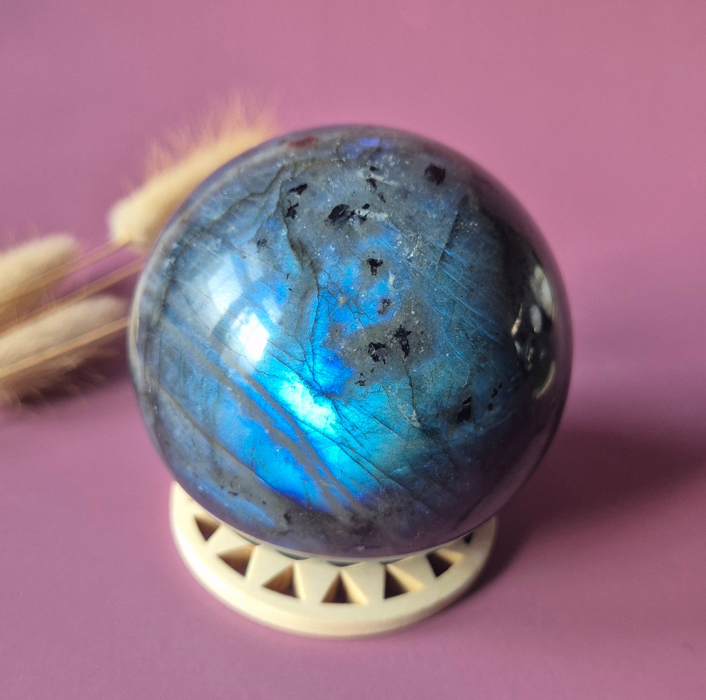 Labradoriet Bol – Edelsteen Sphere met Flash (50mm-85mm)