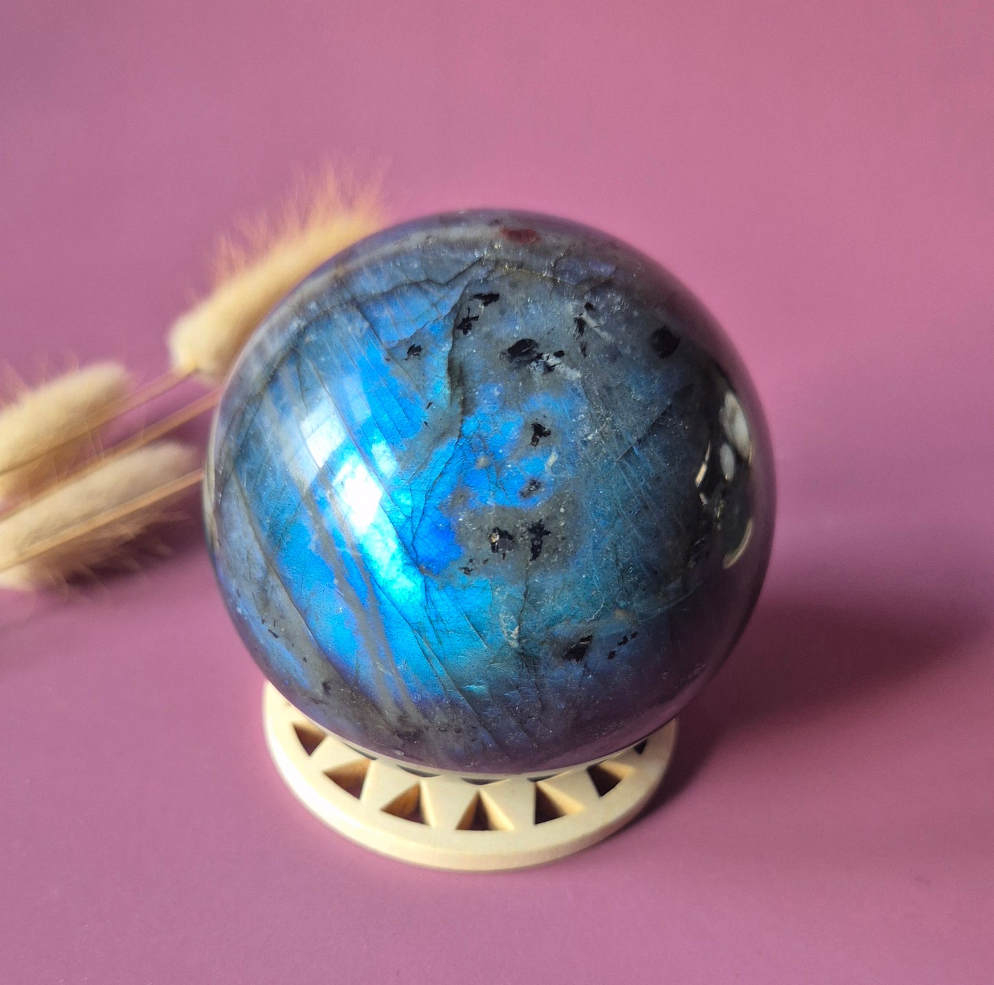 Labradoriet Bol – Edelsteen Sphere met Flash (50mm-85mm)