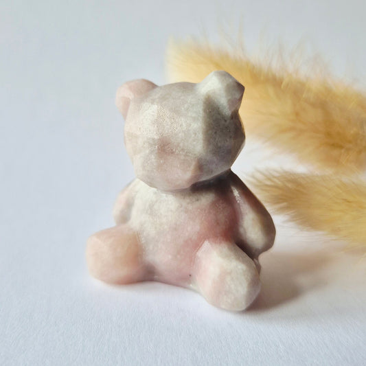 Edelsteen Facet Beer 4cm Crystal Carving – Roze Jade