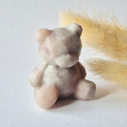 Edelsteen Facet Beer 4cm Crystal Carving – Roze Jade