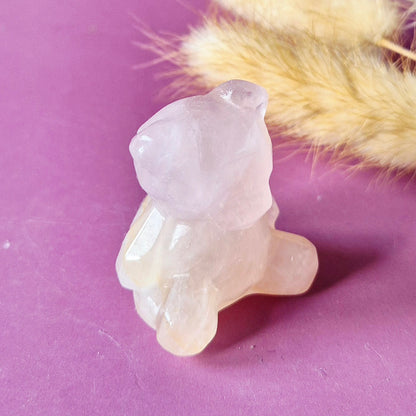 Edelsteen Facet Beer 4cm Crystal Carving – Rozenkwarts