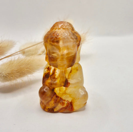 Edelsteen Fire Quartz Buddha 5cm
