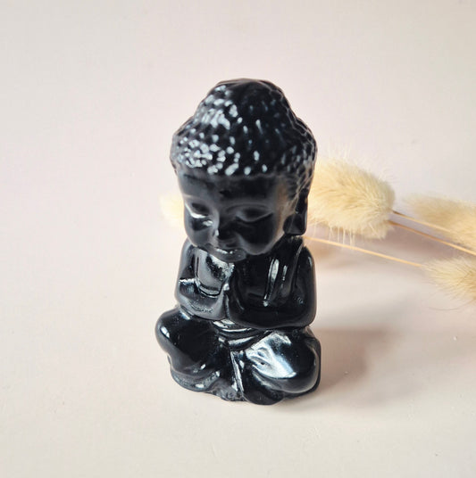 Zwarte Obsidiaan Edelsteen Buddha – 8 cm