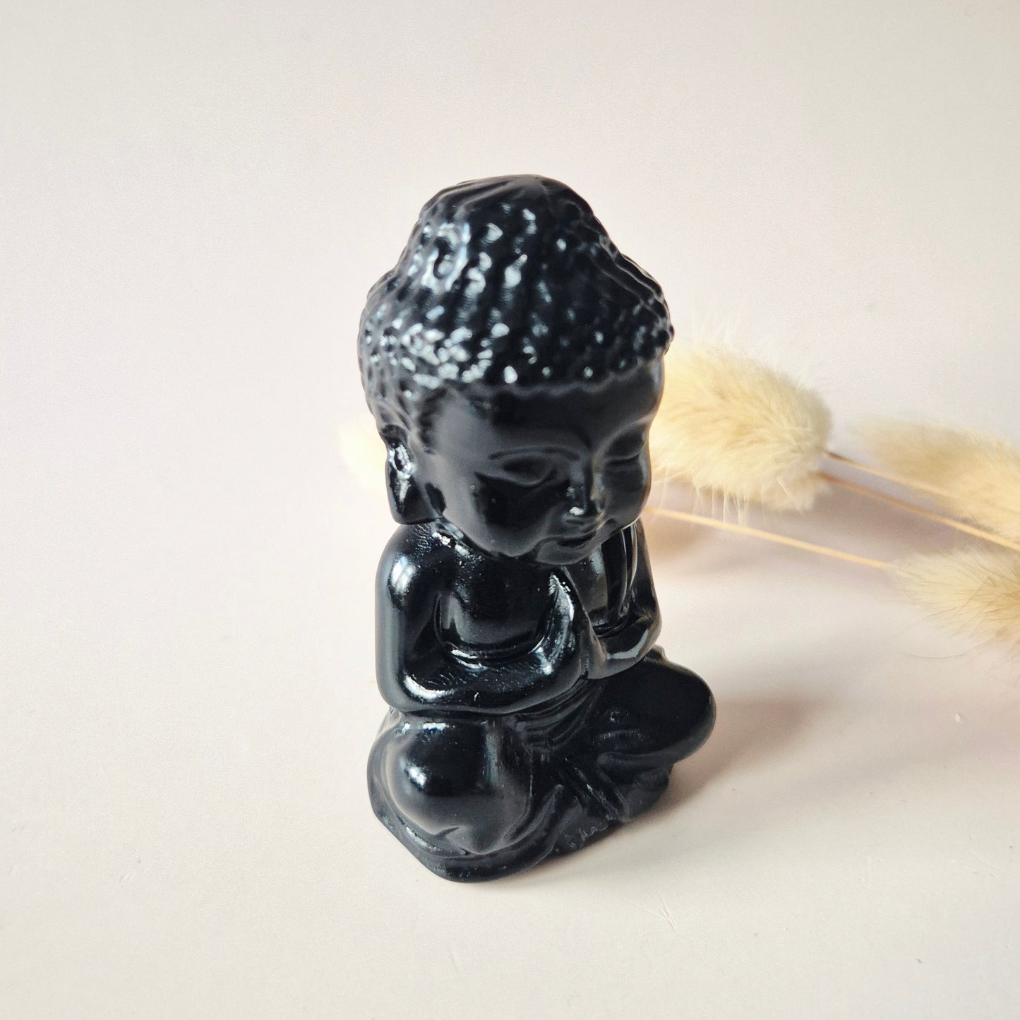Zwarte Obsidiaan Edelsteen Buddha – 8 cm
