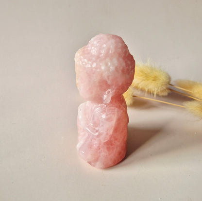 Rozenkwarts Edelsteen Buddha – 8 cm