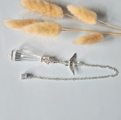 Edelsteen Hoge Kwaliteit Bergkristal Pendel – 8-zijdig Gefacetteerd (± 5 cm)