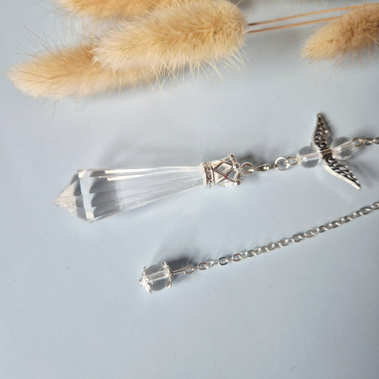 Edelsteen Hoge Kwaliteit Bergkristal Pendel – 8-zijdig Gefacetteerd (± 5 cm)