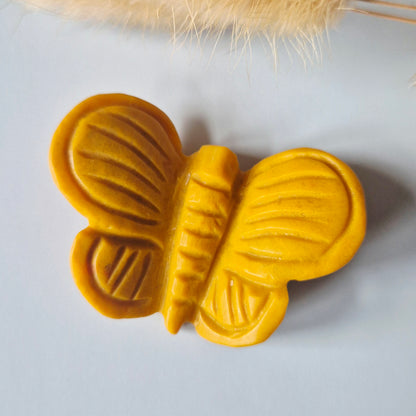 Edelsteen 3D Vlinder 6x5 cm – Gele Jade (Ronde vleugels)