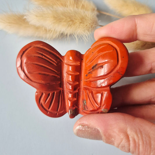 Edelsteen 3D Vlinder 6x5 cm – Rode Jaspis (Ronde vleugels)