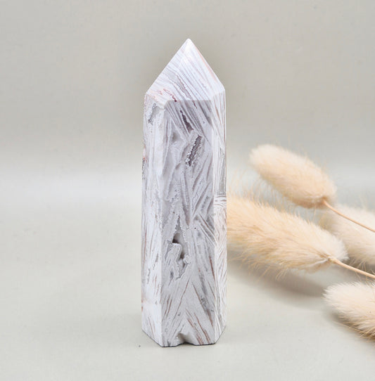 Edelsteen Druzy Mexican Agate Toren 8–10 cm