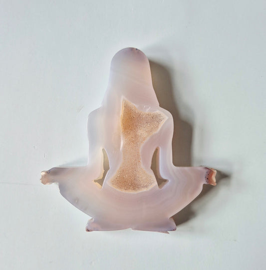 Druzy Agaat Meditatie Edelsteen Carving 10cm #4 - Handgesneden vrouwelijke meditatievorm