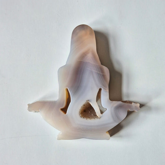 Druzy Agaat Meditatie Edelsteen Carving 10cm #5 - Handgesneden vrouwelijke meditatievorm