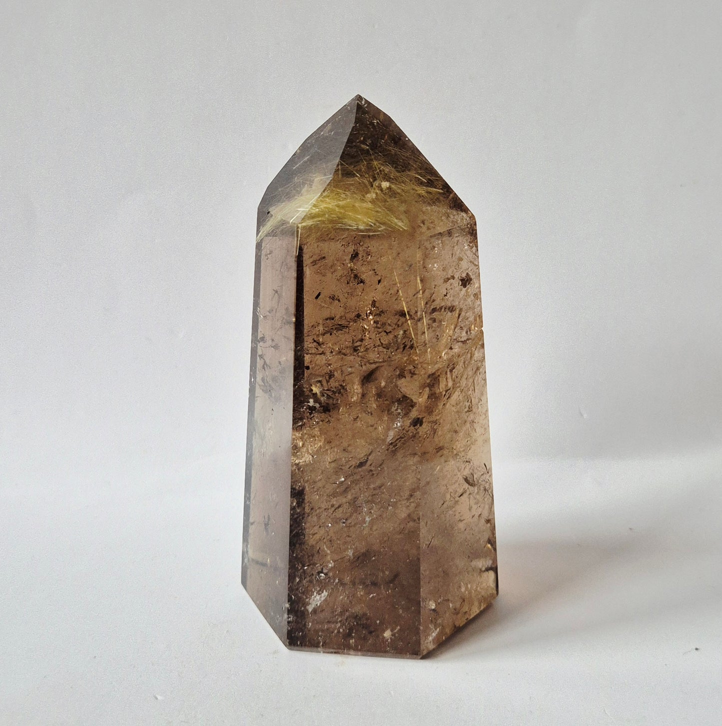 Zeldzame Golden Rutile Smoky Quartz Toren AA+ – 300g