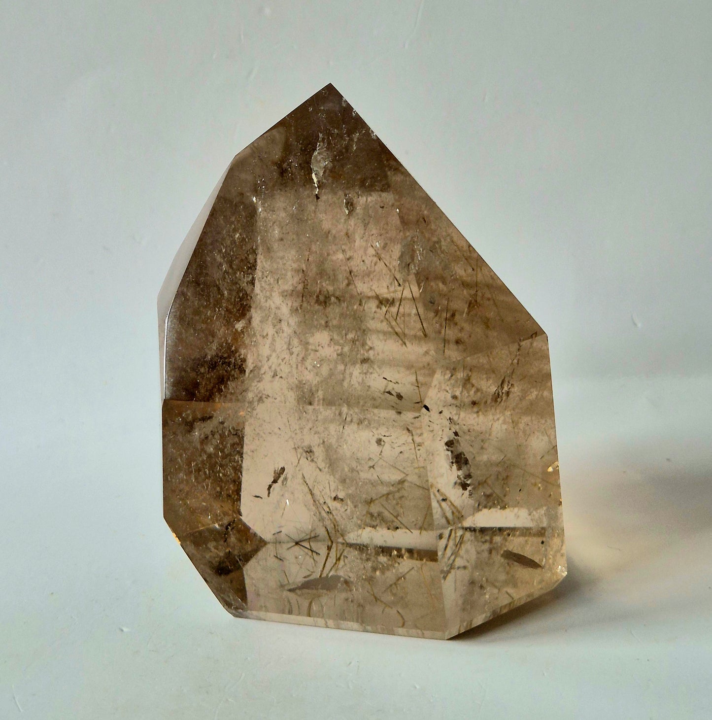 Lemurian Smoky Quartz met Golden Rutile Punt 401g | Brazilië Edelsteen