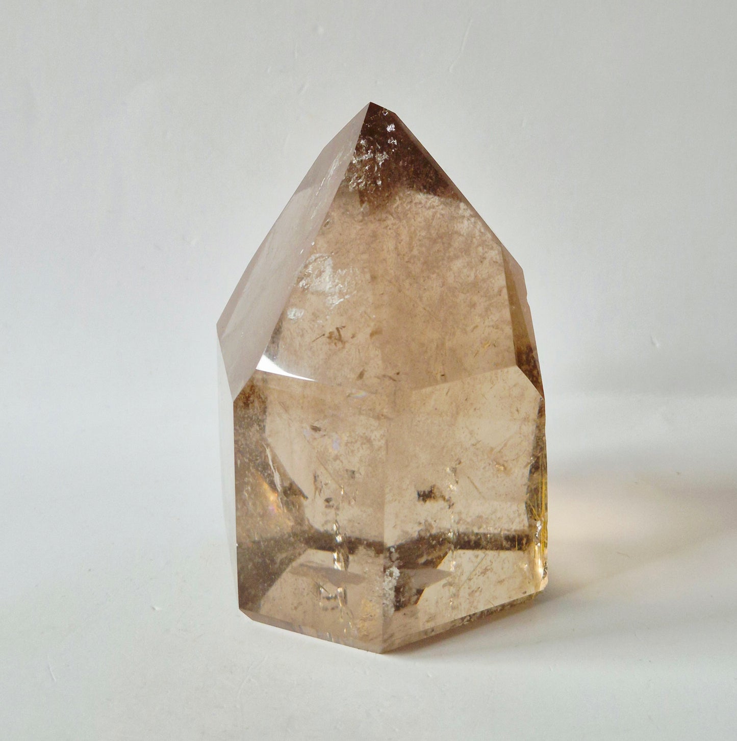 Lemurian Smoky Quartz met Golden Rutile Punt 401g | Brazilië Edelsteen