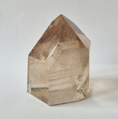 Lemurian Smoky Quartz met Golden Rutile Punt 401g | Brazilië Edelsteen