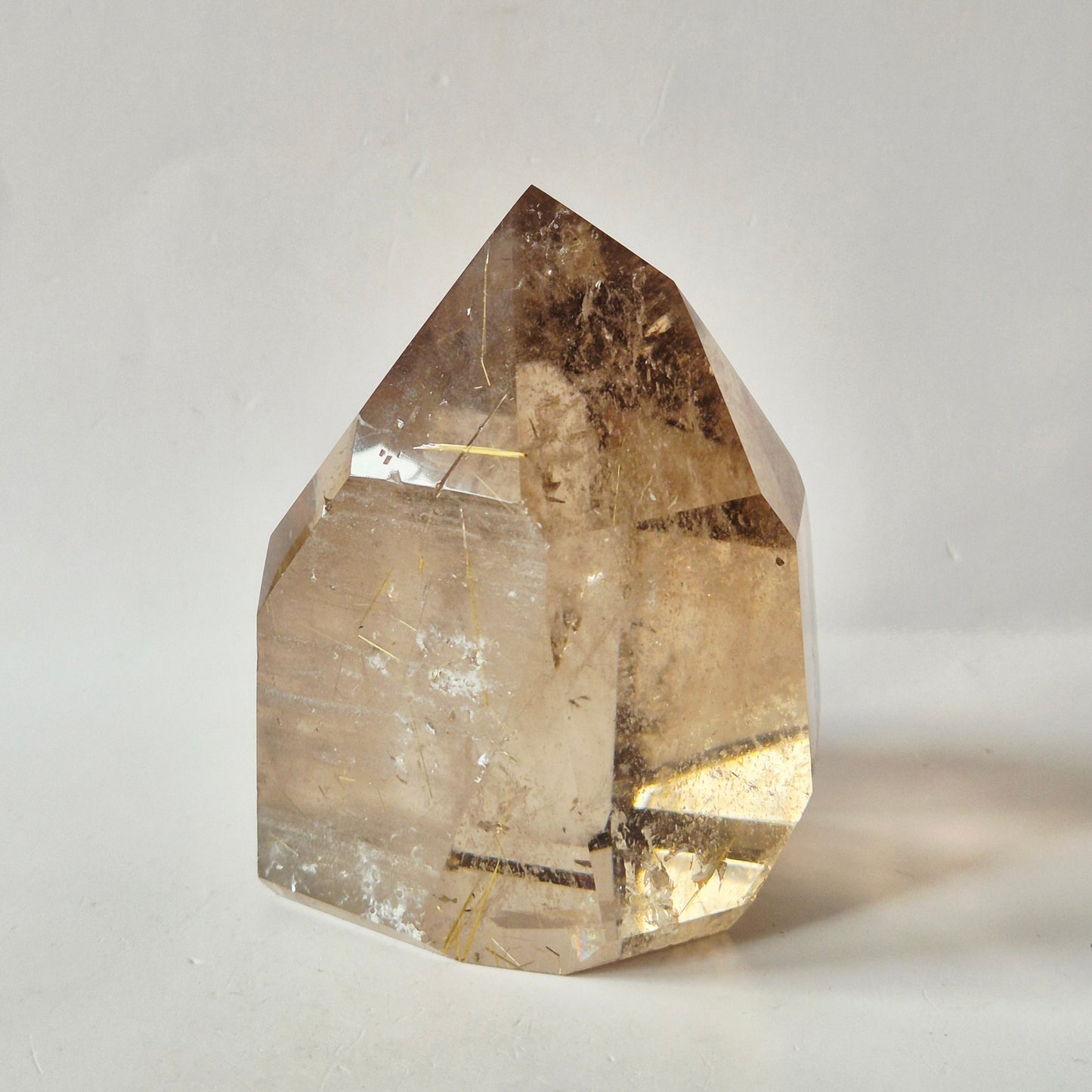 Lemurian Smoky Quartz met Golden Rutile Punt 401g | Brazilië Edelsteen