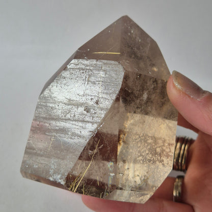 Lemurian Smoky Quartz met Golden Rutile Punt 401g | Brazilië Edelsteen