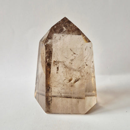 Rookkwarts Toren 458 gram – Hoge Kwaliteit Smoky Quartz met Diepe Insluitsels